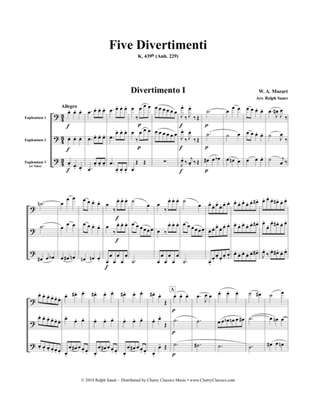 Five Divertimenti K. 439b for Euphonium Trio