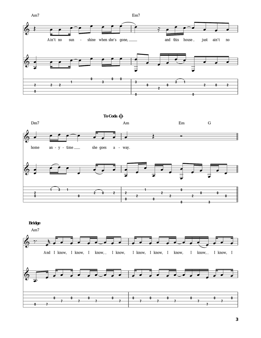 Ain't No Sunshine Guitar Solo scores gallery preview page 3
