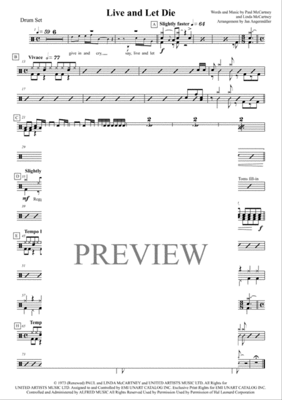 Live And Let Die Drum Set scores gallery preview page 1
