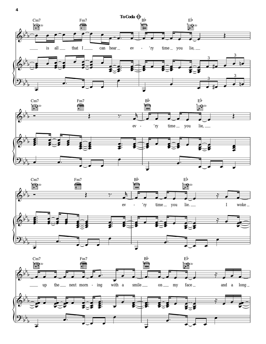 Every Time You Lie Piano, Vocal, Guitar scores gallery preview page 4
