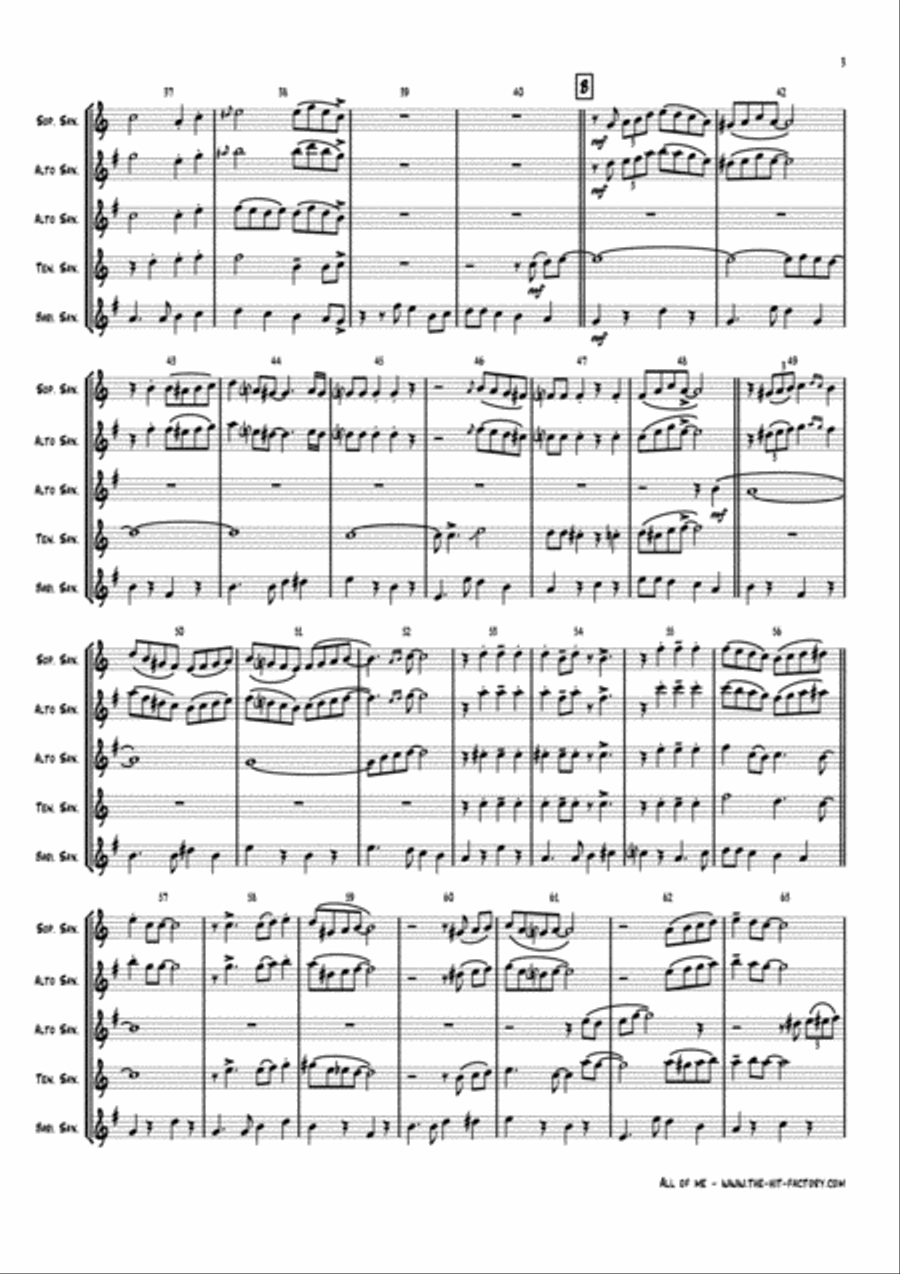 All Of Me Saxophone Quartet scores gallery preview page 3