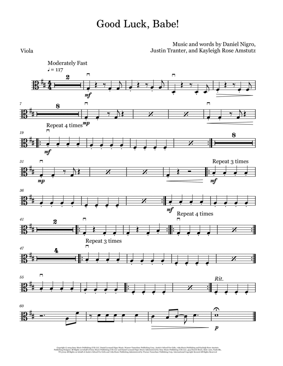 Good Luck, Babe! Viola Solo scores gallery preview page 1