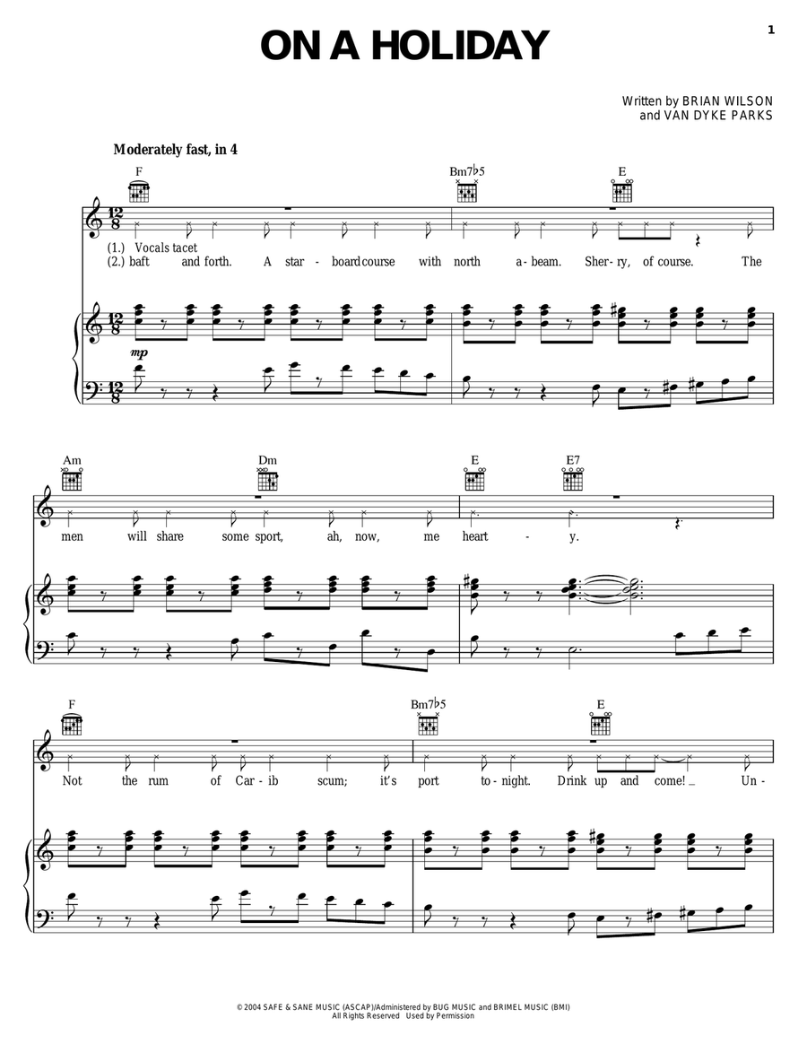 On A Holiday Piano, Vocal, Guitar scores gallery preview page 1