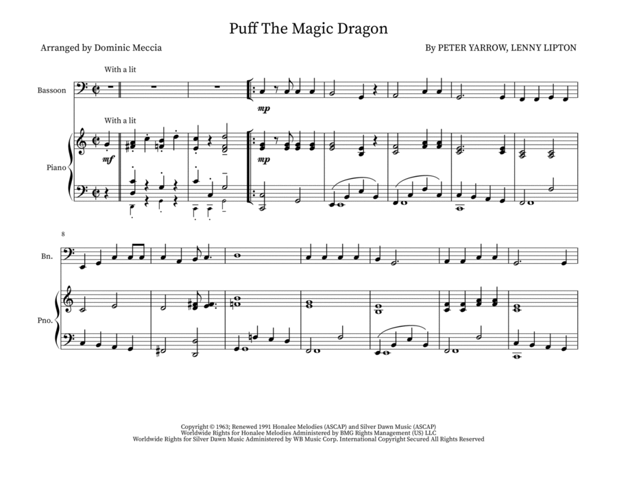 Puff The Magic Dragon Puff The Magic Dragon Woodwind Duet scores gallery preview page 1