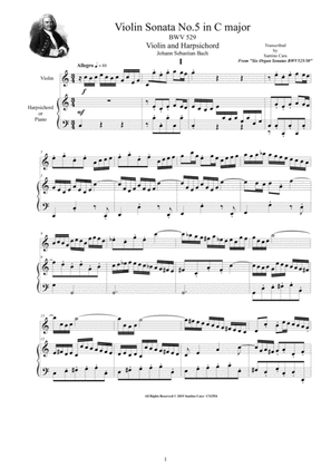 Bach - Violin Sonata No.5 in C major BWV 529 for Violin and Harpsichord (or Piano)