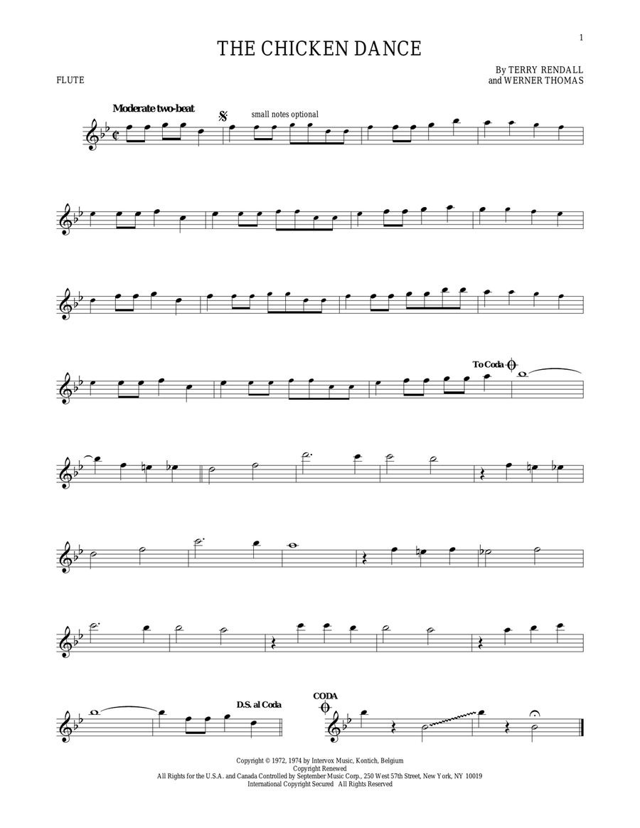 The Chicken Dance The Chicken Dance Flute Solo scores gallery preview page 1