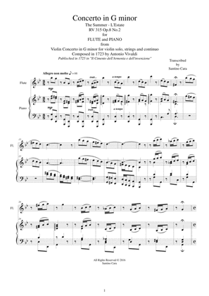 Book cover for Vivaldi - Concerto in G minor 'Summer' RV 315 Op.8 No. 2