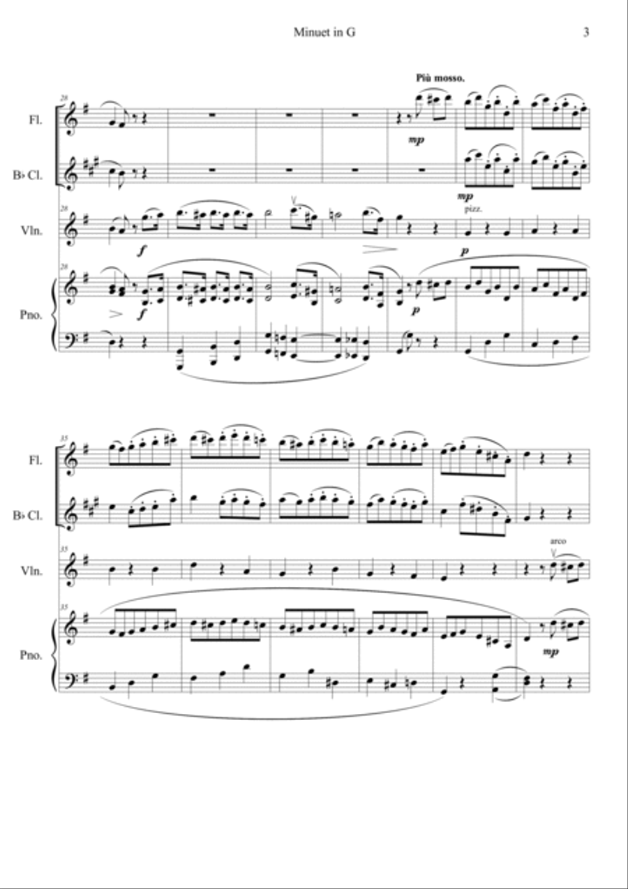 Minuet in G major Minuet in G major Clarinet scores gallery preview page 3