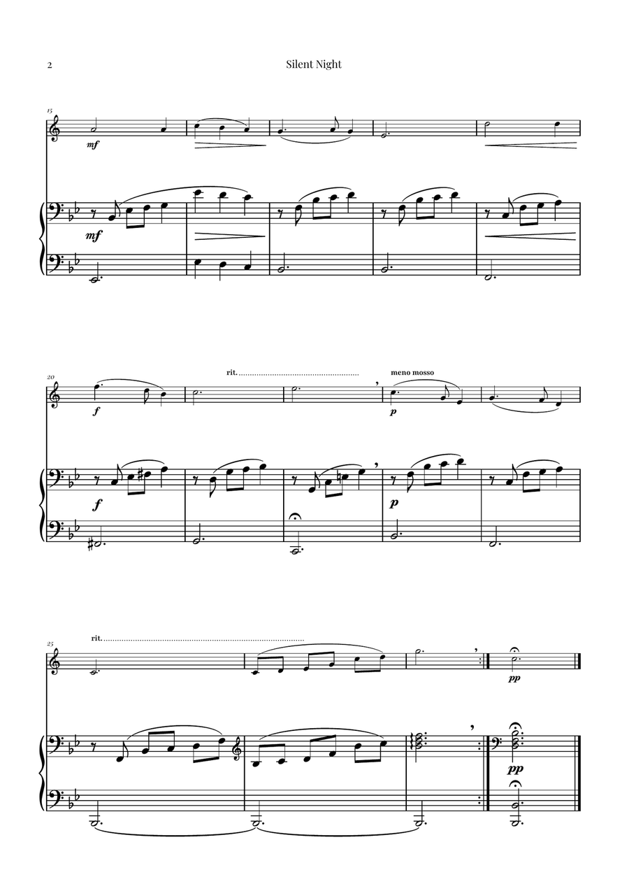 Silent Night | BEAUTIFUL Arrangement B-Flat Clarinet scores gallery preview page 2