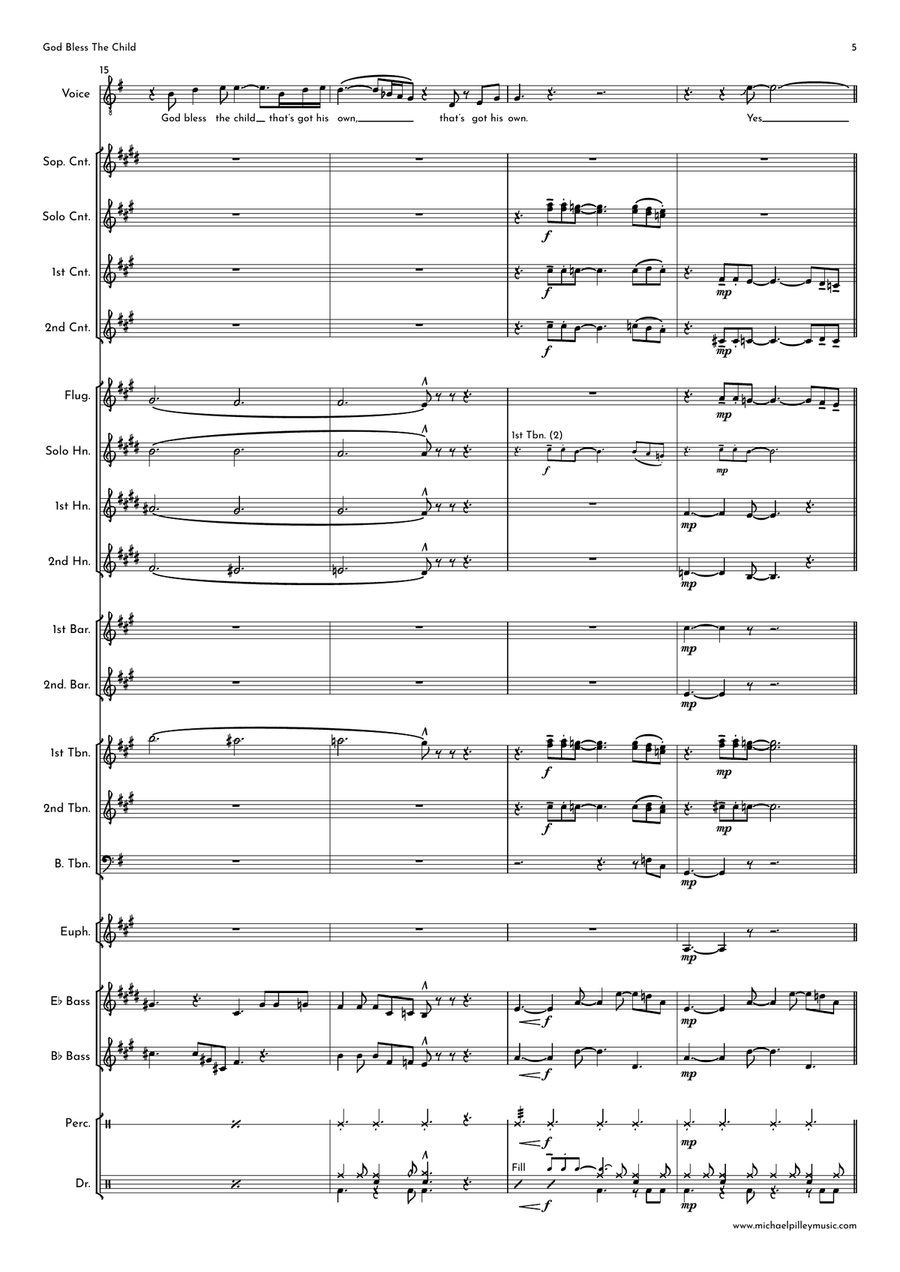 God Bless' The Child Brass Band scores gallery preview page 6