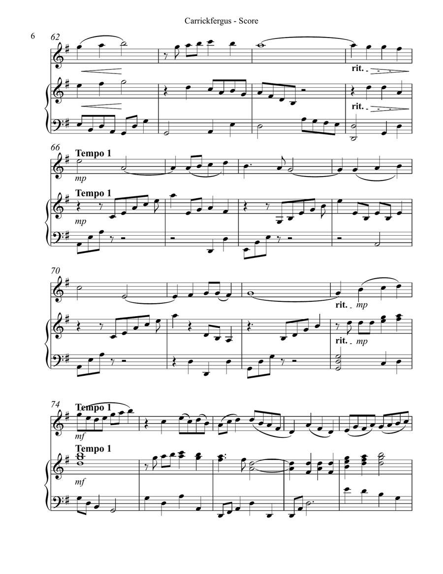 Carrickfergus for Violin & Harp String Duet scores gallery preview page 6