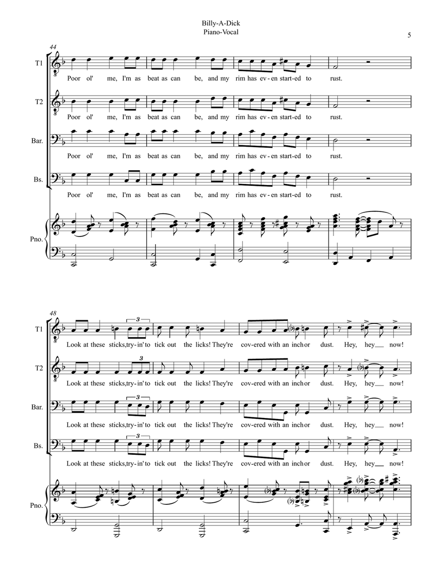 Billy A Dik The Ballad Of The Lonesome Drums TTBB scores gallery preview page 5
