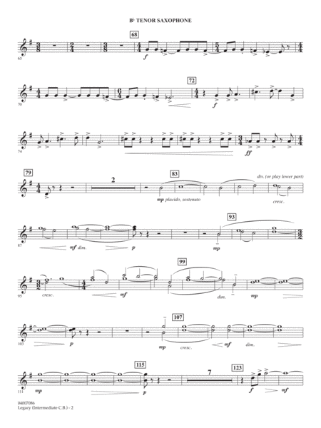 Legacy (Intermediate Version) - Bb Tenor Saxophone