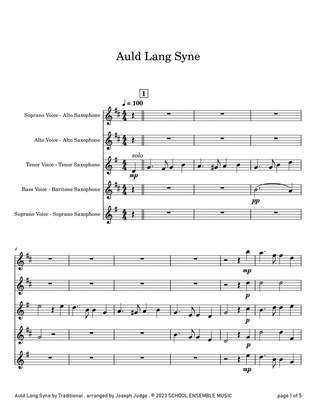 Auld Lang Syne for Saxophone Quartet in Schools