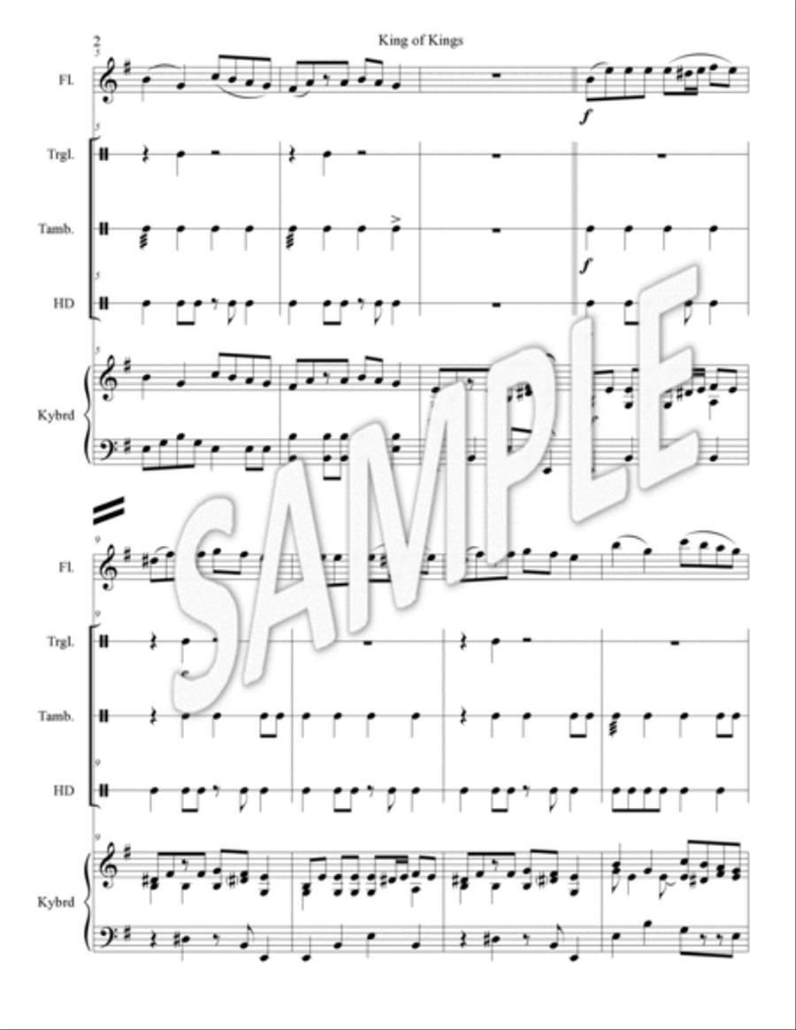 King of kings (keyboard accompaniment with optional flute and percussion) Flute scores gallery preview page 2