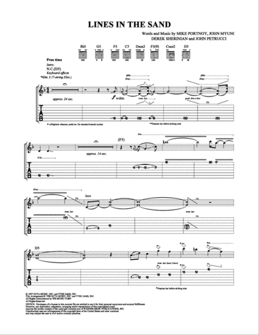 Lines in the Sand Electric Guitar scores gallery preview page 1