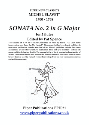 Book cover for BLAVET SONATA No. 2 in G MAJOR FOR 2 FLUTES