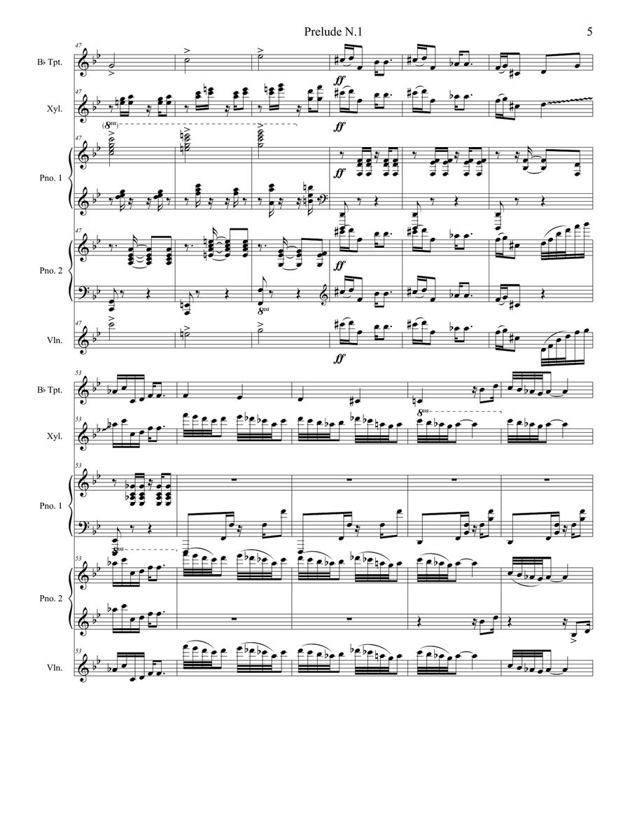 Prelude N.1 by Gershwin Small Ensemble scores gallery preview page 5