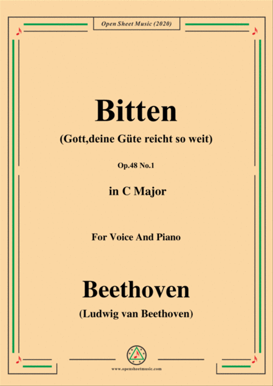 Beethoven-Bitten(Gott,deine Güte reicht so weit),in C Major,for Voice and Piano Voice Solo scores gallery preview page 1