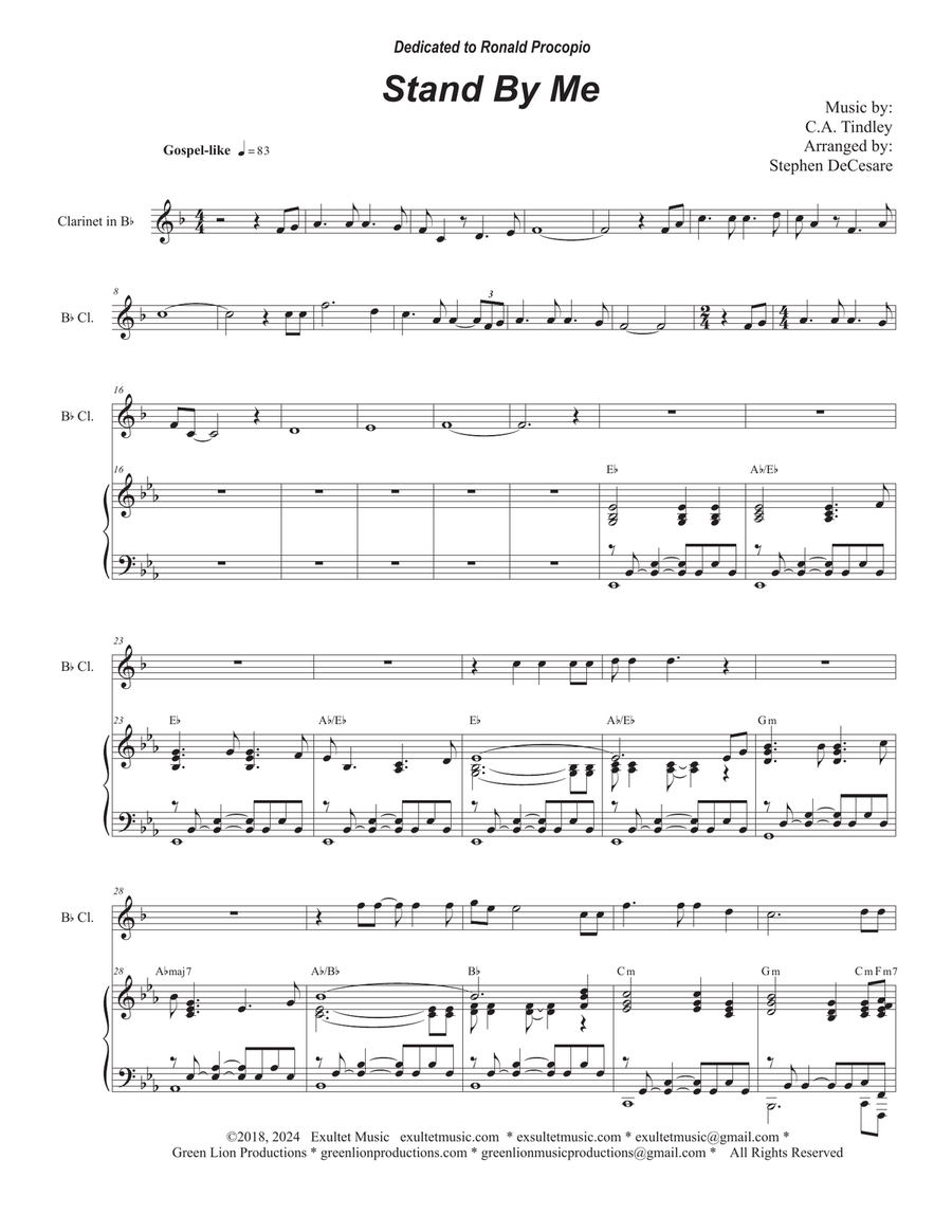 Stand By Me (Bb-Clarinet solo and Piano) B-Flat Clarinet scores gallery preview page 1