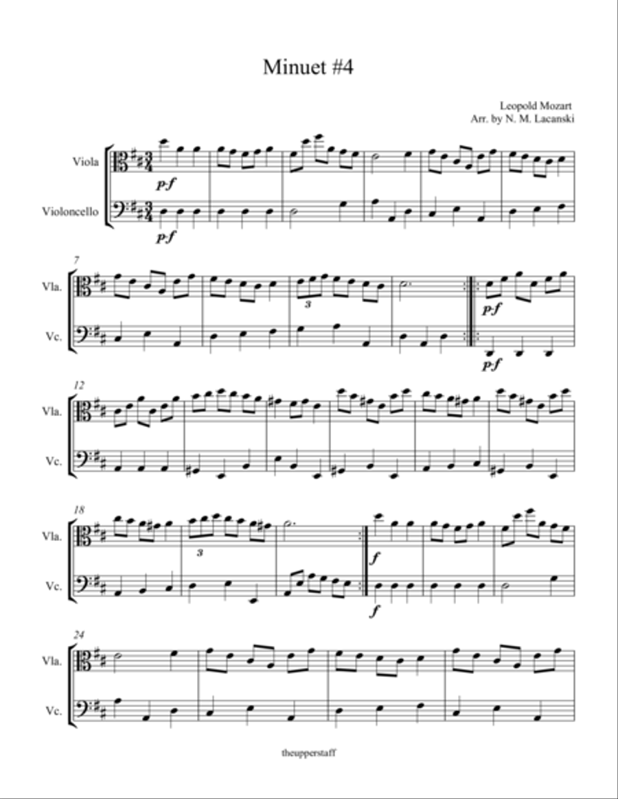 Minuet #4 String Duet scores gallery preview page 1