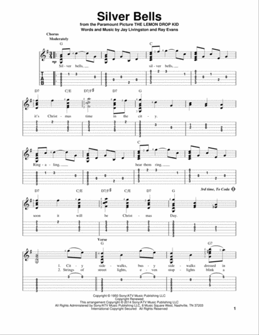 Silver Bells Silver Bells Guitar Tablature scores gallery preview page 1