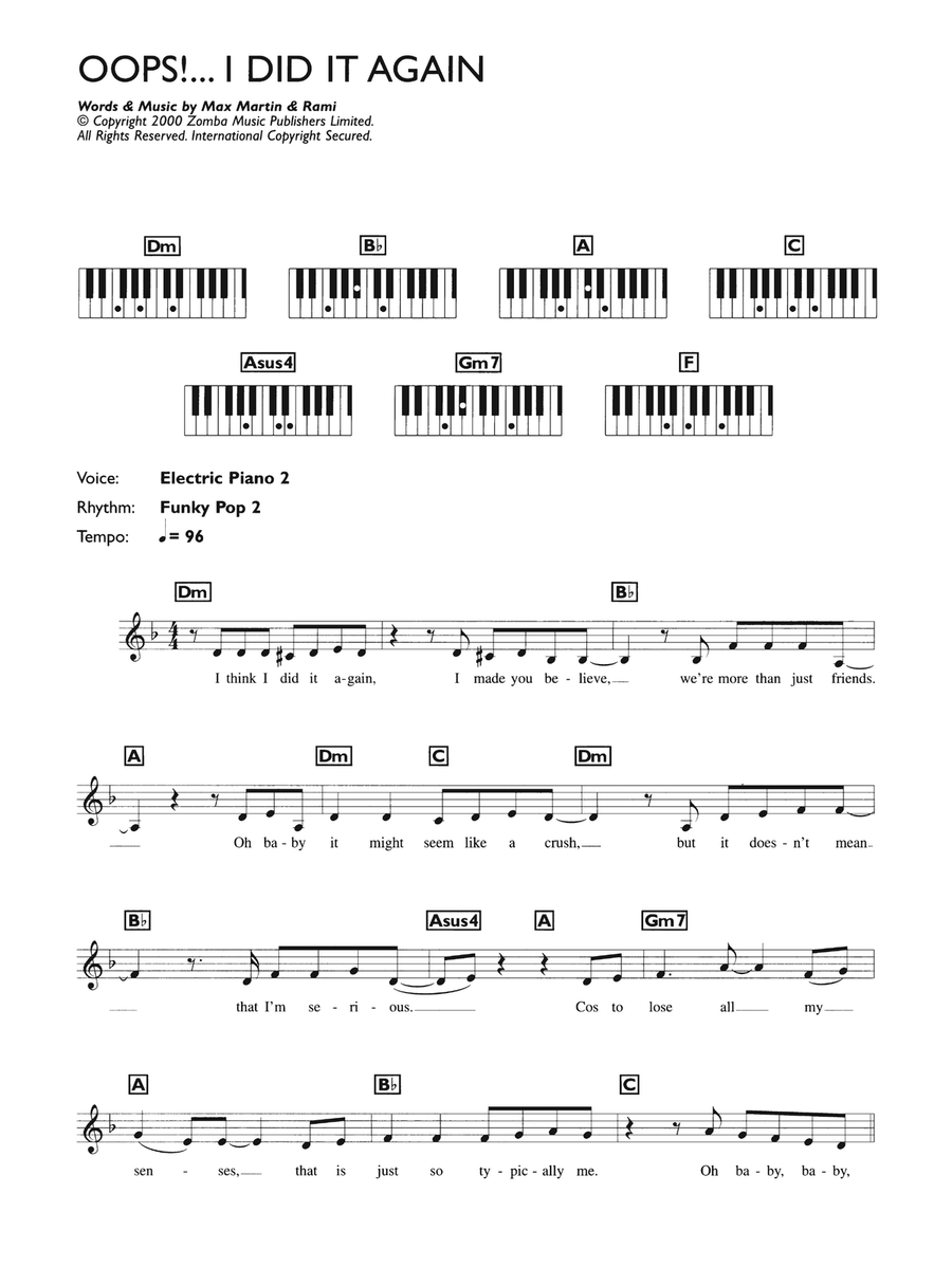 Oops! I Did It Again Piano Solo scores gallery preview page 1
