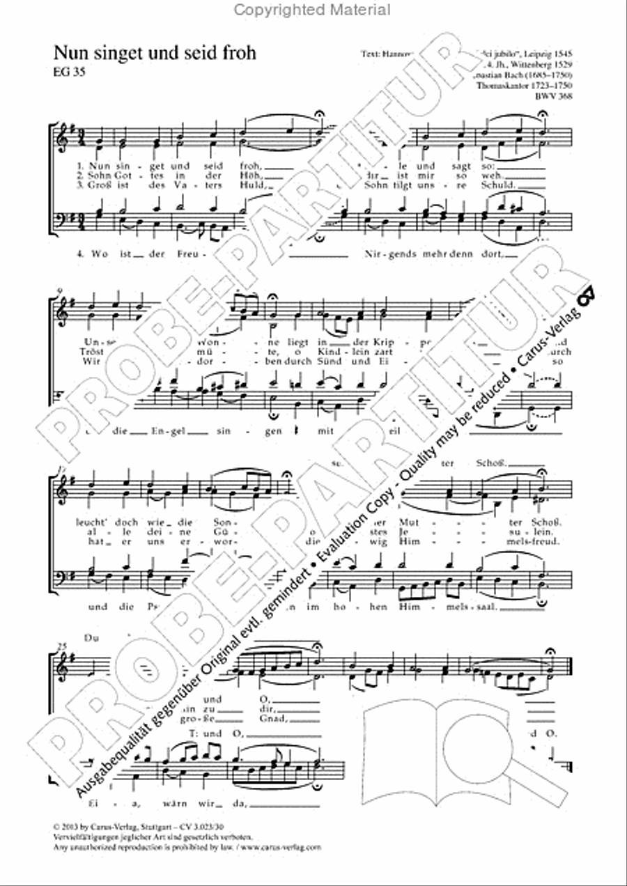 Nun singet und seid froh Nun singet und seid froh 4-Part scores gallery preview page 2