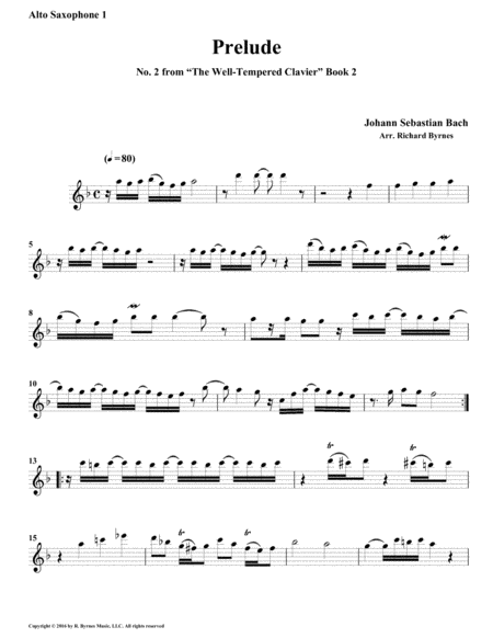 Prelude 02 from Well-Tempered Clavier, Book 2 (Saxophone Quintet) image number null