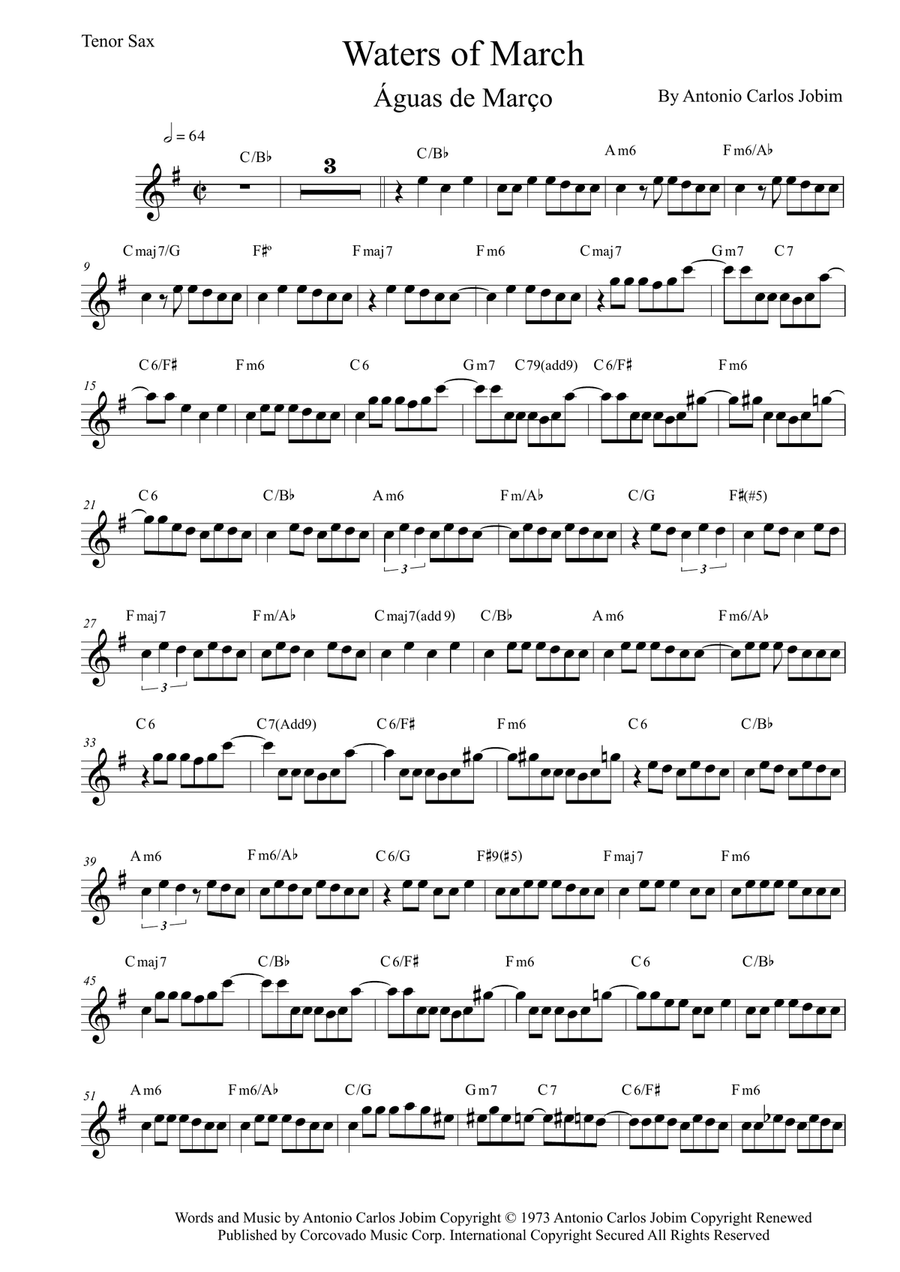 Águas De Março (waters Of March) B-Flat Trumpet scores gallery preview page 1