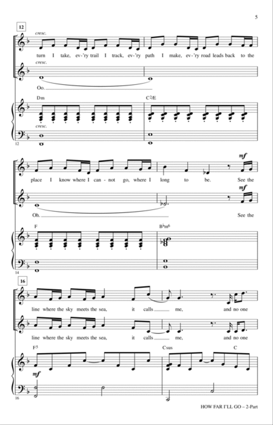 How Far I'll Go (from Moana) (arr. Audrey Snyder) 2-Part scores gallery preview page 3