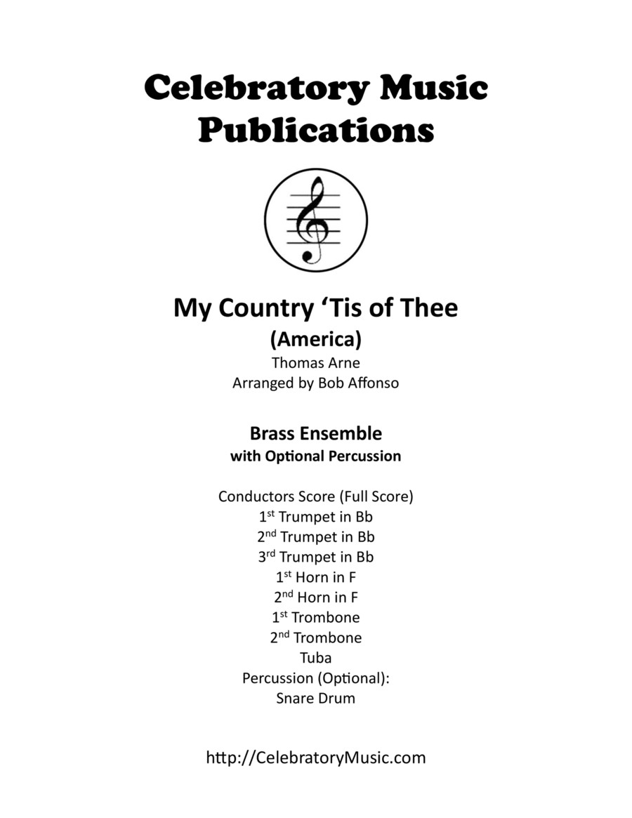 My Country 'Tis of Thee (America) Brass Ensemble scores gallery preview page 1