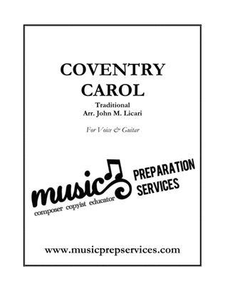 Coventry Carol - Traditional (Voice & Guitar) - Arranged by John M. Licari