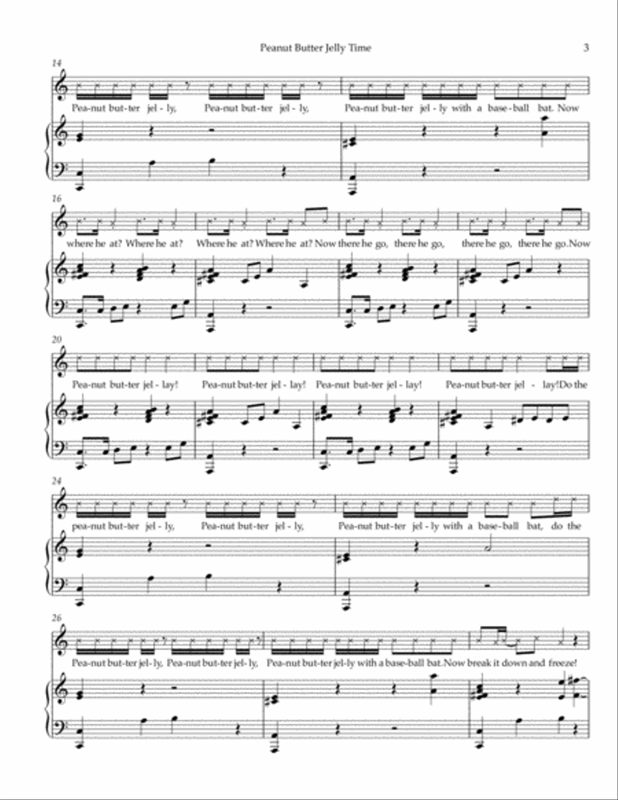 Peanut Butter Jelly Time Voice scores gallery preview page 3
