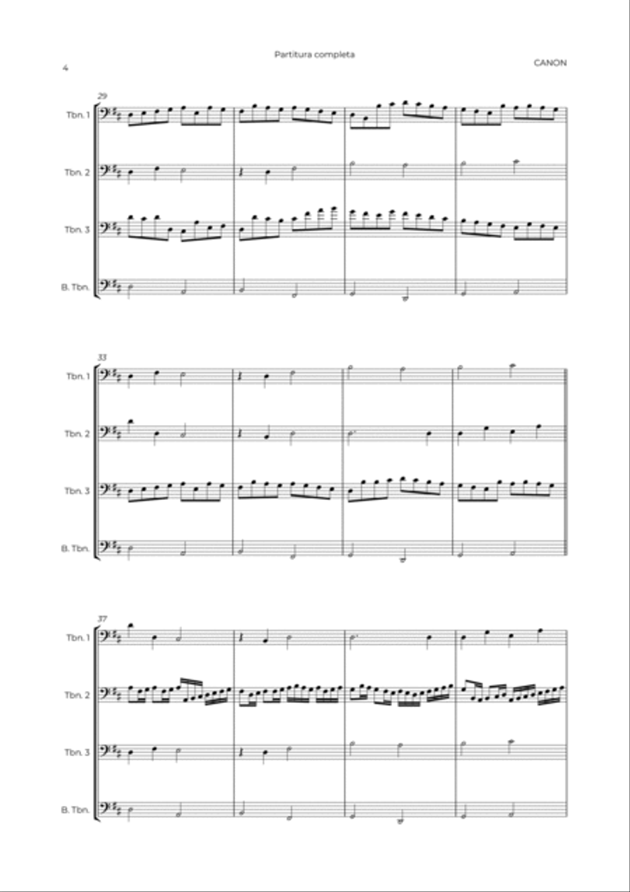 CANON IN D - TROMBONE QUARTET Trombone Quartet scores gallery preview page 4