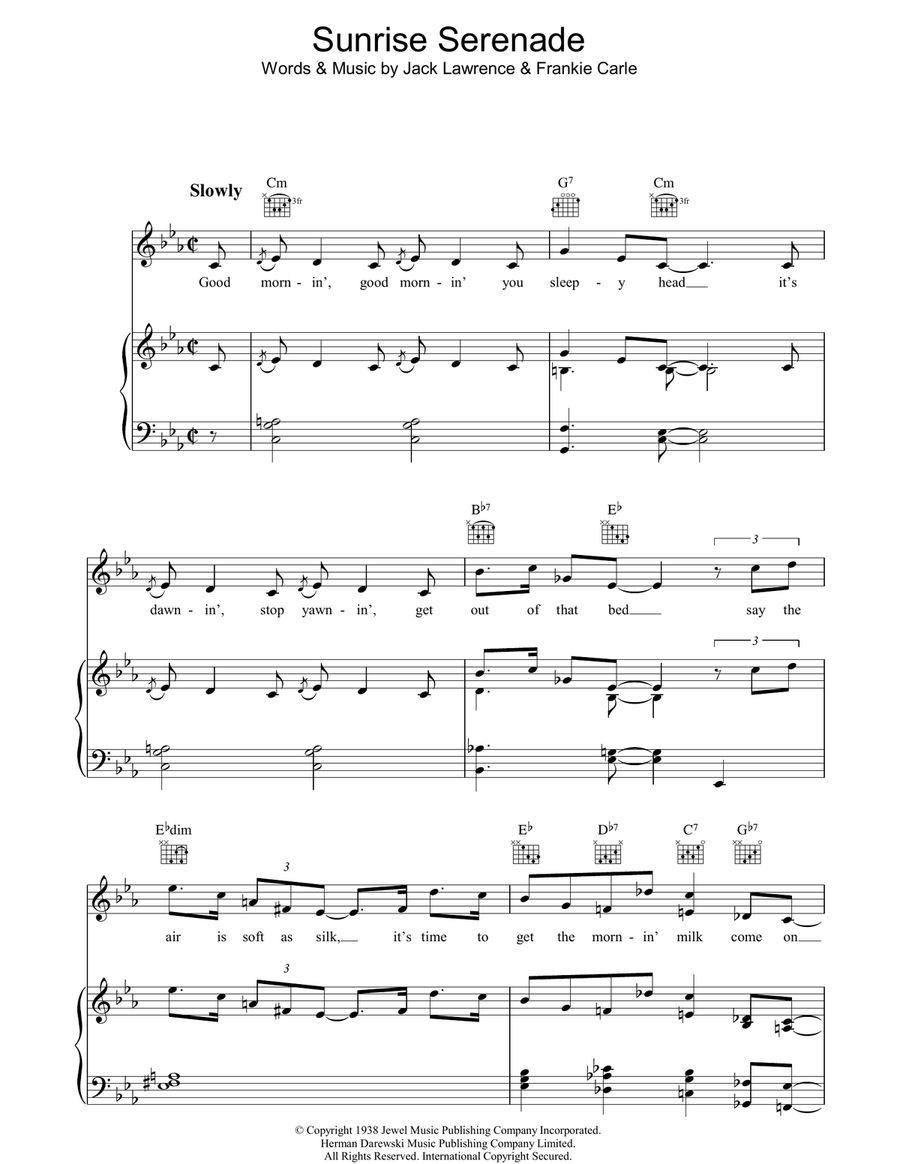 Sunrise Serenade Sunrise Serenade Piano, Vocal, Guitar scores gallery preview page 1