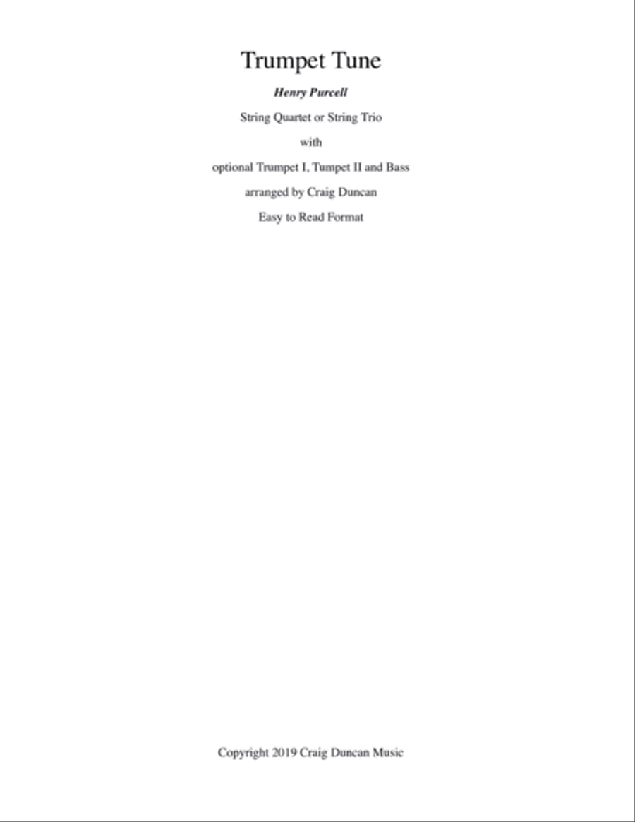 Trumpet Tune String Quartet or Trio with opt Trumpets and Bass Trumpet Trio scores gallery preview page 1