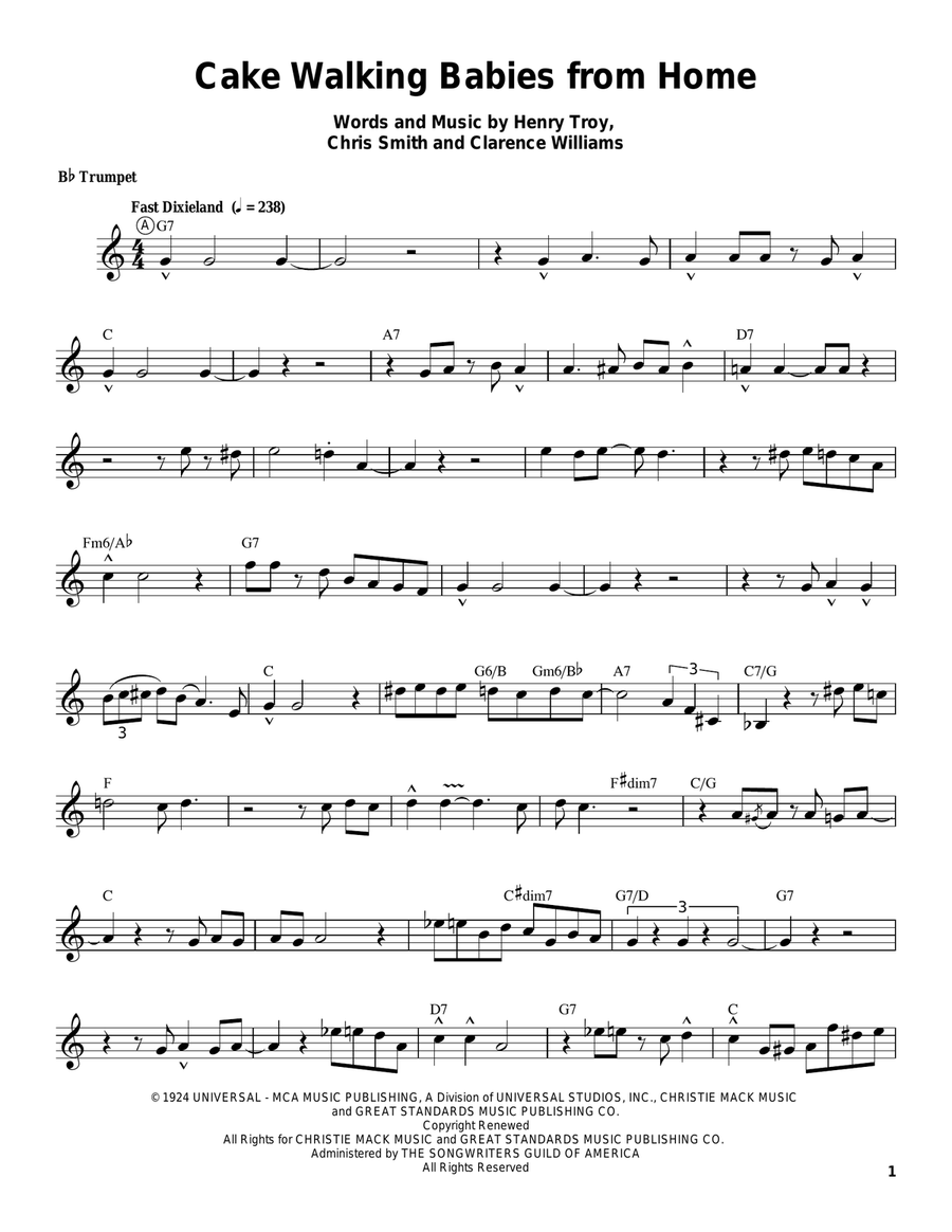 Cake Walking Babies From Home Trumpet scores gallery preview page 1