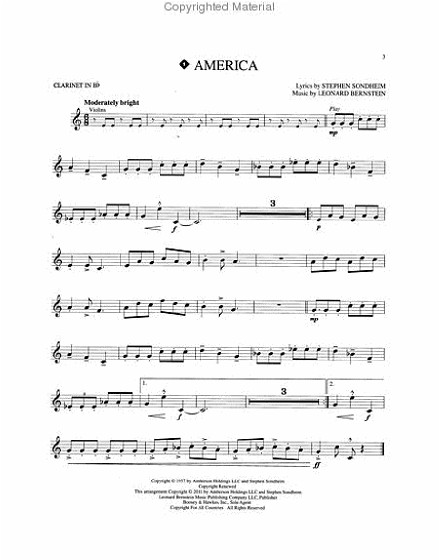 West Side Story for Clarinet Clarinet Solo scores gallery preview page 2