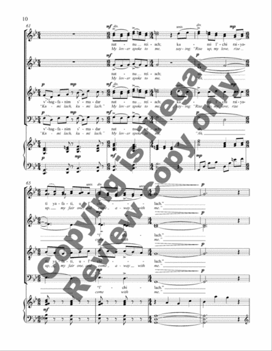 Songs of My Beloved: 3. Anah Dodi, V'amar Li (My Beloved Spoke to Me) 4-Part scores gallery preview page 18