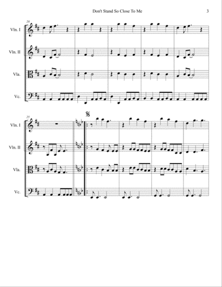 Don't Stand So Close To Me String Quartet scores gallery preview page 3
