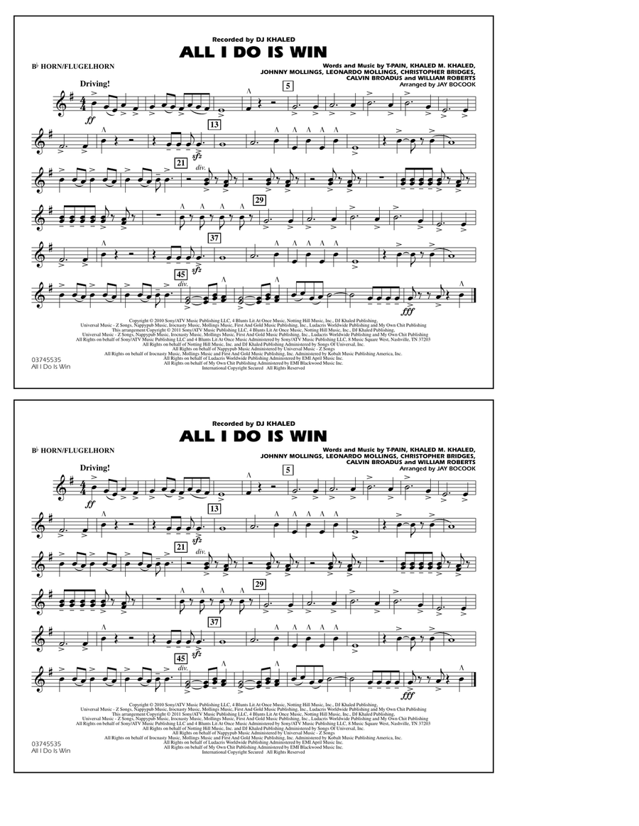 All I Do Is Win - Bb Horn/Flugelhorn Marching Band scores gallery preview page 1