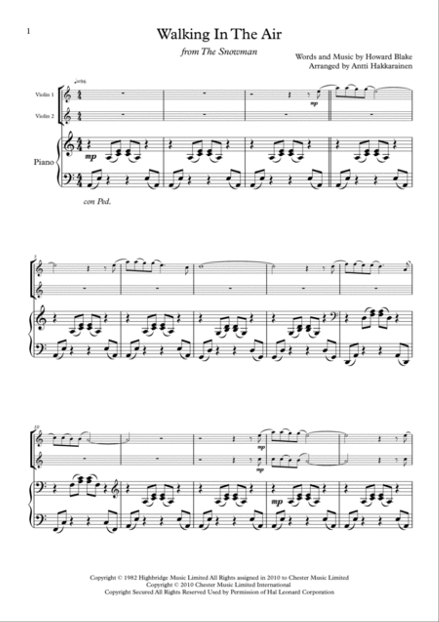 Walking In The Air String Duet scores gallery preview page 2