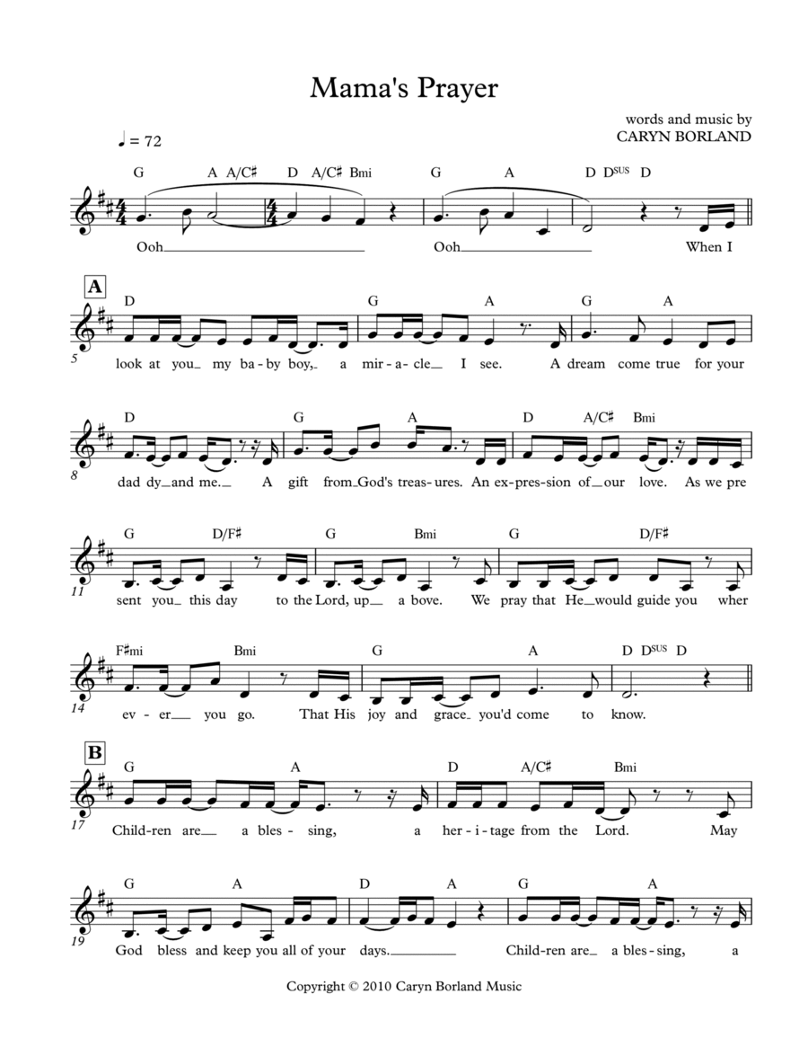 Mama's Prayer Guitar scores gallery preview page 1