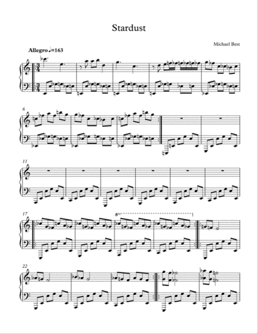 Stardust Stardust Piano Solo scores gallery preview page 1