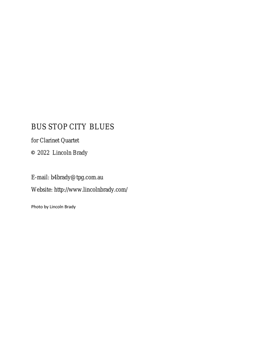 BUS STOP CITY BLUES - Clarinet Quartet Clarinet Quartet scores gallery preview page 2