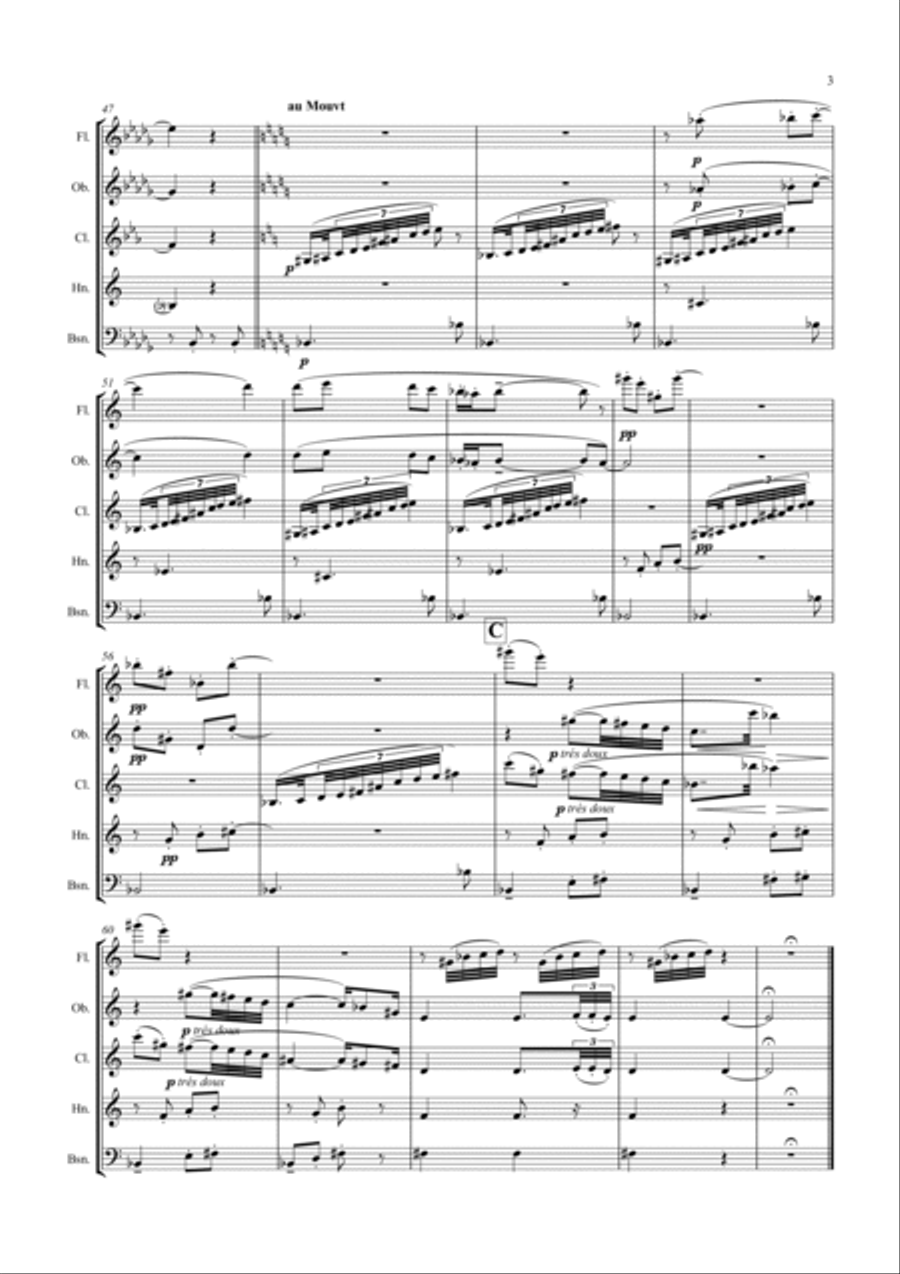 Debussy: Four Piano Preludes from Bk.1 - wind quintet Woodwind Quintet scores gallery preview page 3