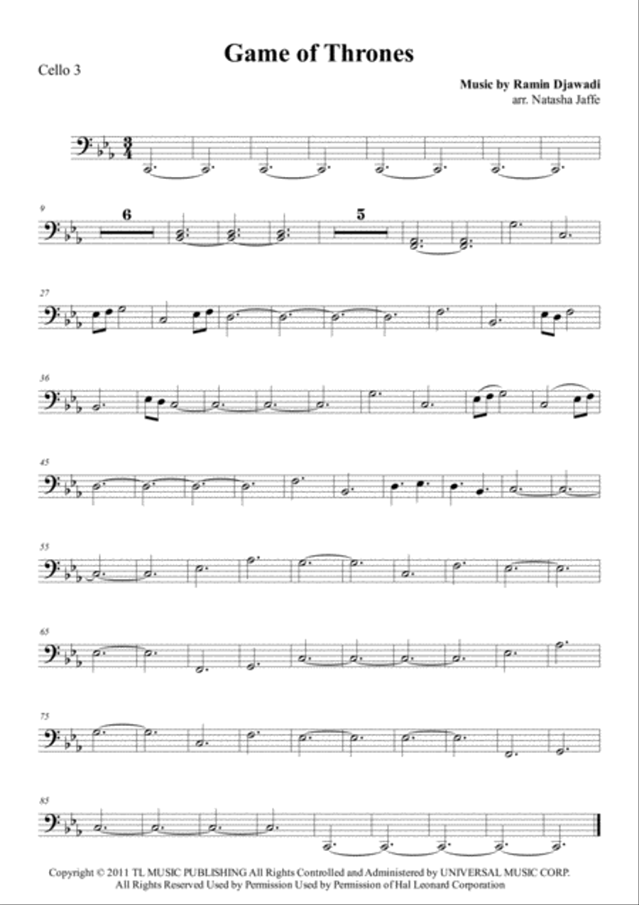 Game Of Thrones Cello scores gallery preview page 4