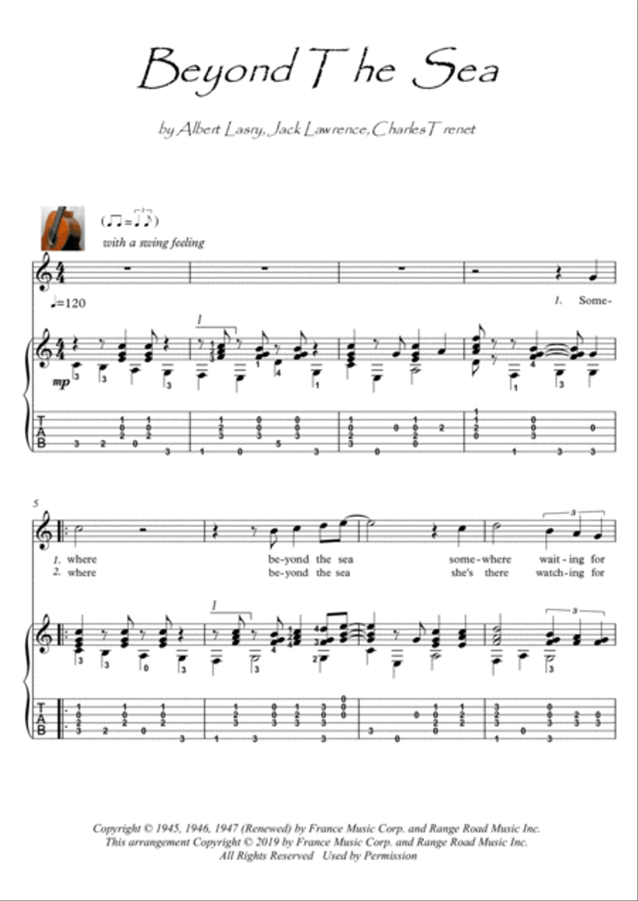 Beyond The Sea Electric Guitar scores gallery preview page 1