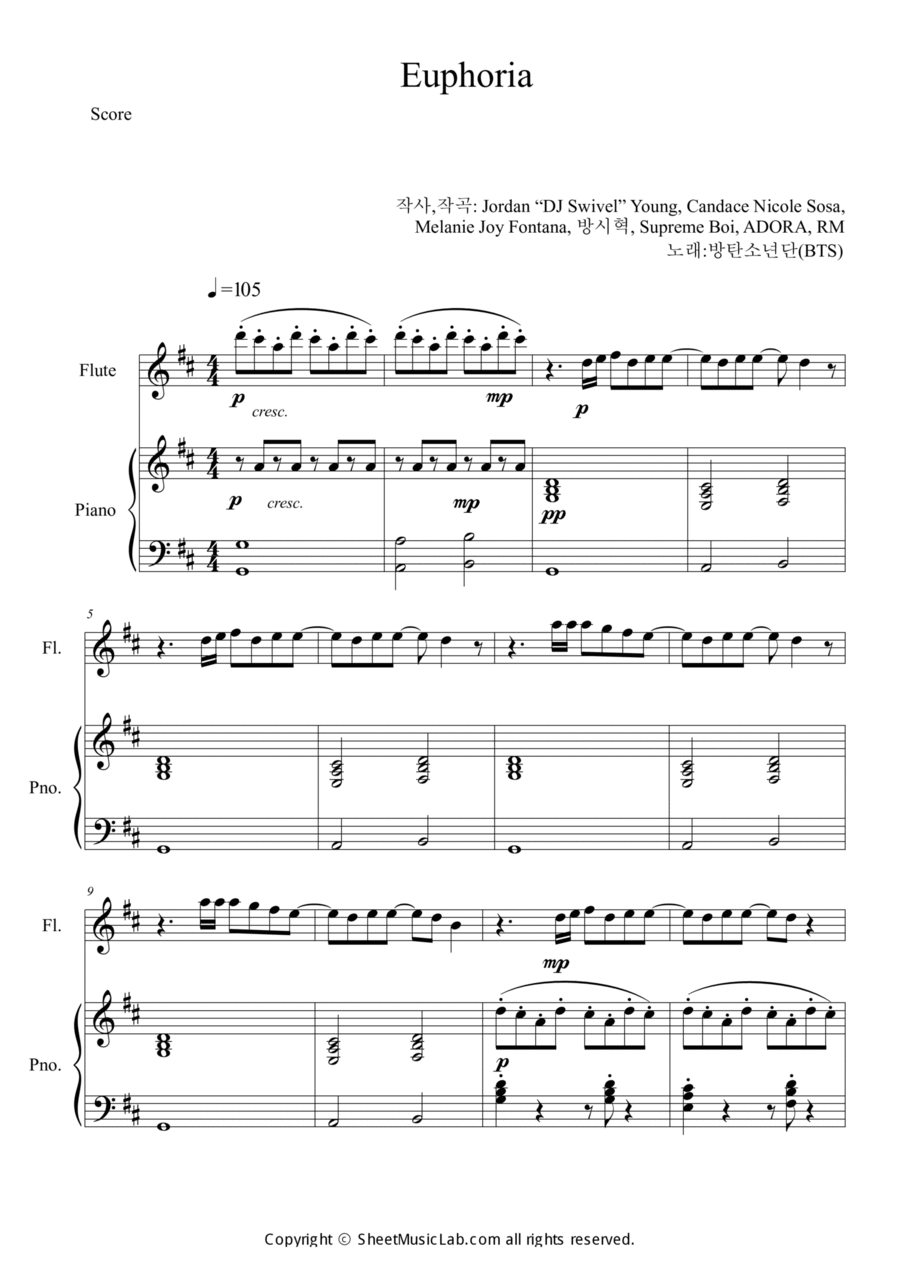 Euphoria Flute Solo scores gallery preview page 1